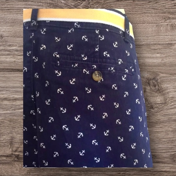 Dockers Women’s Navy Blue Anchor Print Shorts w/ Belt – Size 8 Preppy, Nautical - Picture 4 of 8